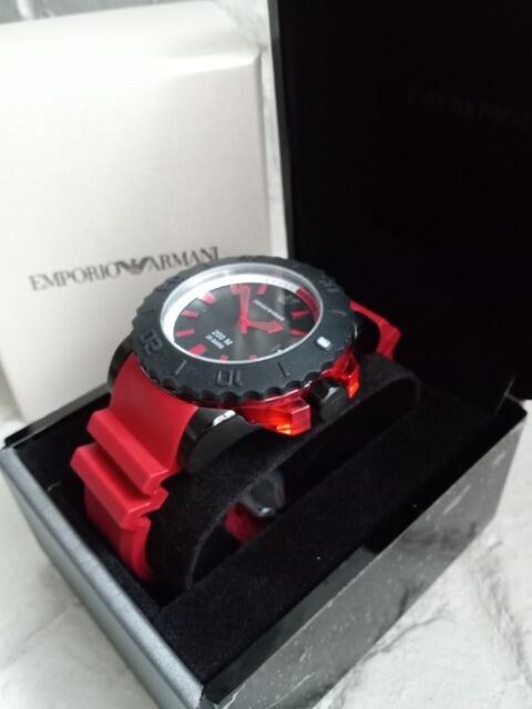 Emporio Armani Sportivo Quartz Black Dial Red Rubber Strap Watch For Men - AR6101 Buy Now By Emporio Armani