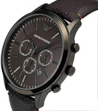 Emporio Armani Sportivo Black Dial Brown Leather Strap Watch For Men - AR2462 Buy Now By Emporio Armani