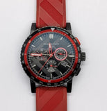 Burberry The City Chronograph Black Dial Red Rubber Strap Watch For Men - BU9805 Buy Now By Burberry