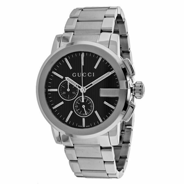 Gucci G Chrono Black Dial Silver Steel Strap Watch For Men - YA101204 Buy Now By Gucci