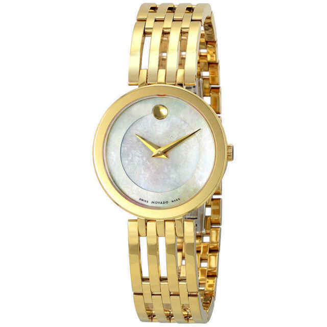 Movado Esperanza 28mm Mother of Pearl Dial Gold Steel Strap Watch For Women - 0607054 Buy Now By Movado