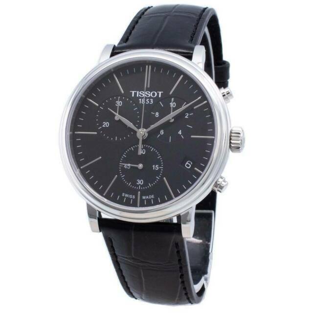 Tissot Carson Premium Chronograph Black Dial Black Leather Strap Watch For Men - T122.417.16.051.00 Buy Now By Tissot