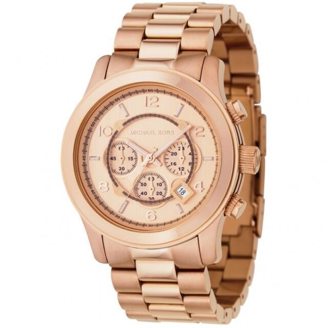 Michael Kors Runway Chronograph Rose Gold Dial Rose Gold Steel Strap Watch for Men - MK8096 Buy Now By Michael Kors
