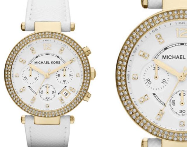Michael Kors Parker White Dial with Diamonds White Leather Strap Watch for Women - MK2290 Buy Now By Michael Kors