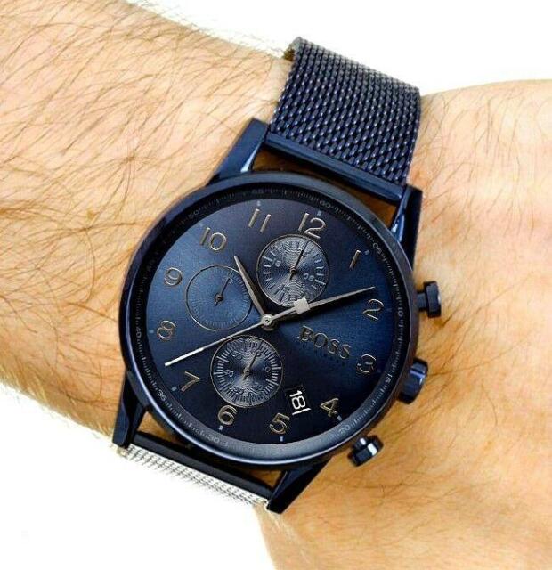 Hugo Boss Navigator Chronograph Blue Dial Blue Mesh Bracelet Watch for Men - 1513538 Buy Now By Hugo Boss