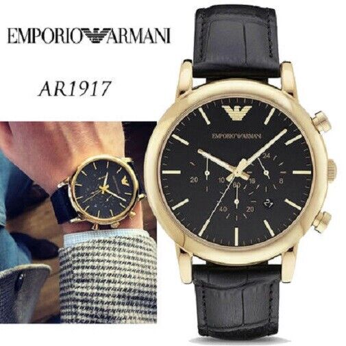 Emporio Armani Luigi Chronograph Black Dial Black Leather Watch For Men - AR1917 Buy Now By Emporio Armani