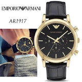 Emporio Armani Luigi Chronograph Black Dial Black Leather Watch For Men - AR1917 Buy Now By Emporio Armani