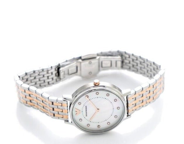 Emporio Armani Gianni T Bar Mother of Pearl Dial Two Tone Steel Strap Watch For Women - AR2508 Buy Now By Emporio Armani