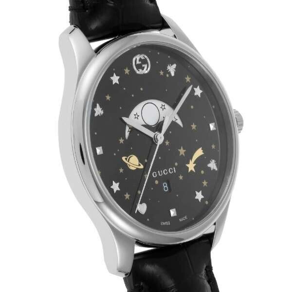 Gucci G-Timeless Moonphase Black Dial Black Leather Strap Watch For Men - YA126327 Buy Now By Gucci