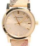 Burberry The City Gold Dial Haymarket Brown Leather Strap Watch for Women - BU9219 Buy Now By Burberry