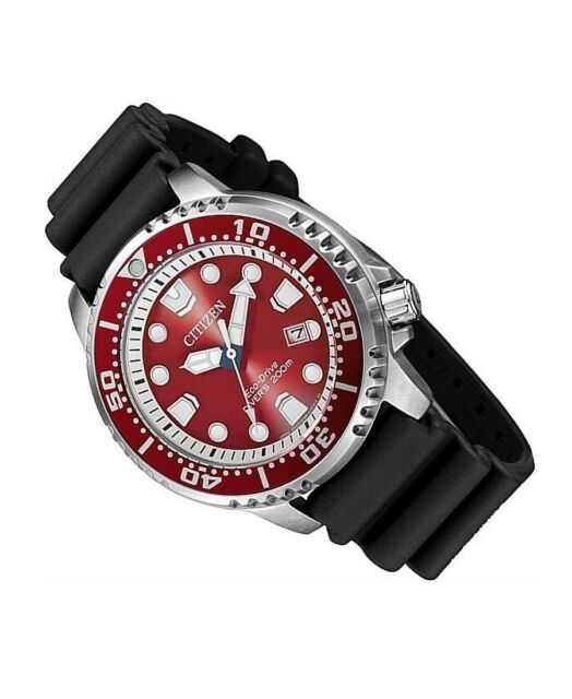 Citizen Eco Drive Promaster Marine Red Dial Black Rubber Strap Watch For Men - BN0159-15X Buy Now By Citizen
