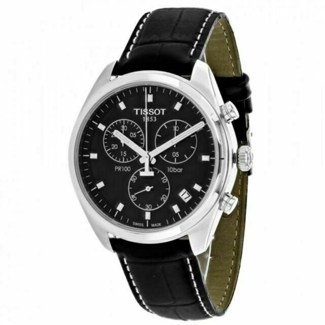 Tissot PR 100 Chronograph Black Dial Black Leather Strap Watch For Men - T101.417.16.051.00 Buy Now By Tissot