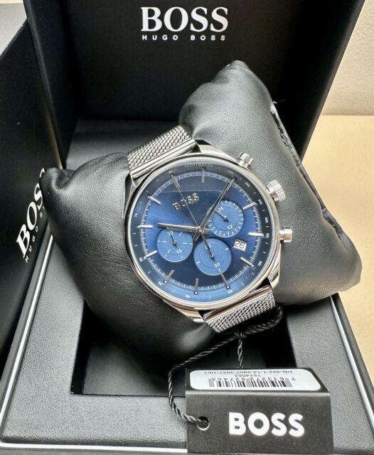 Hugo Boss Gregor Chronograph Blue Dial Silver Mesh Bracelet Watch For Men - 1514052 Buy Now By Hugo Boss