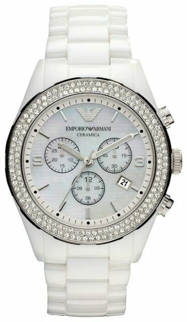 Emporio Armani Ceramica Chronograph White Dial White Ceramic Strap Watch For Women - AR1456 Buy Now By Emporio Armani