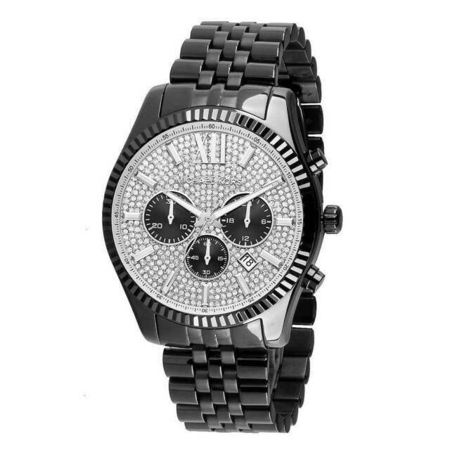 Michael Kors Lexington Chronograph Crystals Silver Dial Black Steel Strap Watch for Men - MK8605 Buy Now By Michael Kors