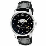 Gucci G-Timeless Moonphase Black Dial Black Leather Strap Watch For Men - YA126327 Buy Now By Gucci