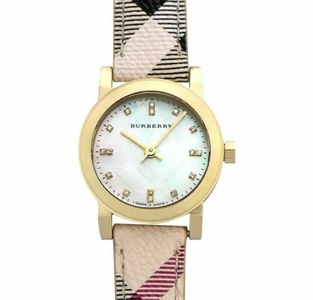 Burberry The City Diamonds Mother of Pearl Dial Brown Leather Strap Watch for Women - BU9226 Buy Now By Burberry