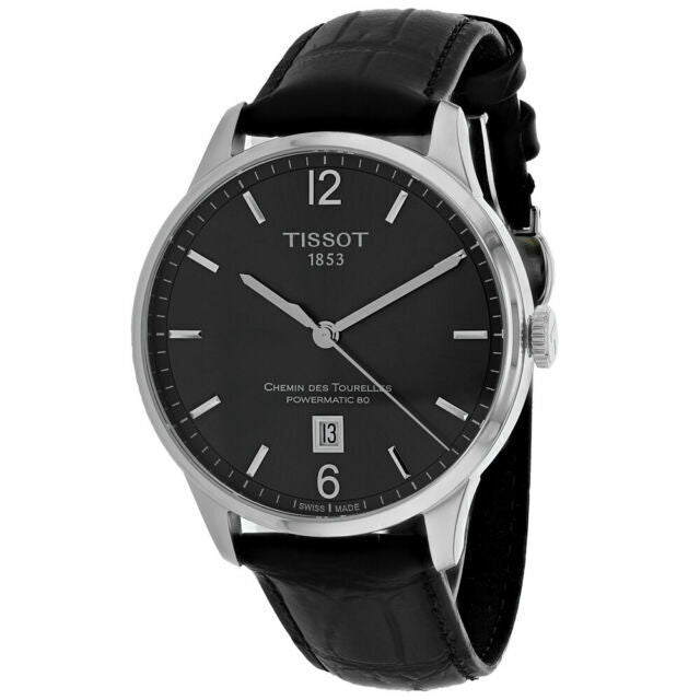Tissot Chemin Des Tourelles Powermatic 80 Black Dial Black Leather Strap Watch For Men - T099.407.16.447.00 Buy Now By Tissot