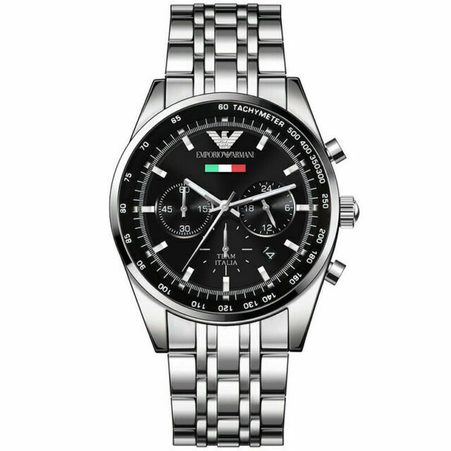 Emporio Armani Sportivo Chronograph Black Dial Silver Steel Strap Watch For Men - AR5984 Buy Now By Emporio Armani