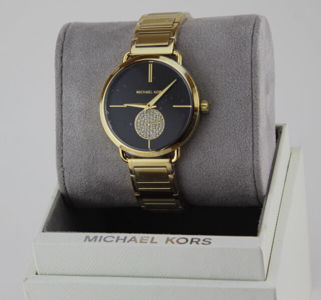 Michael Kors Portia Black Dial Gold Steel Strap Watch for Women - MK3788 Buy Now By Michael Kors