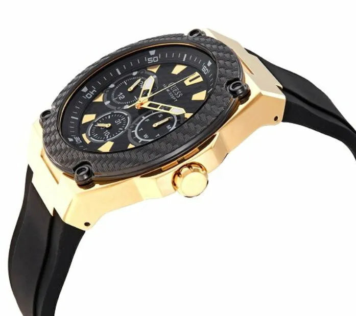 Guess Legacy Black Dial Black Rubber Strap Watch for Men - W1049G5 Buy Now By Guess
