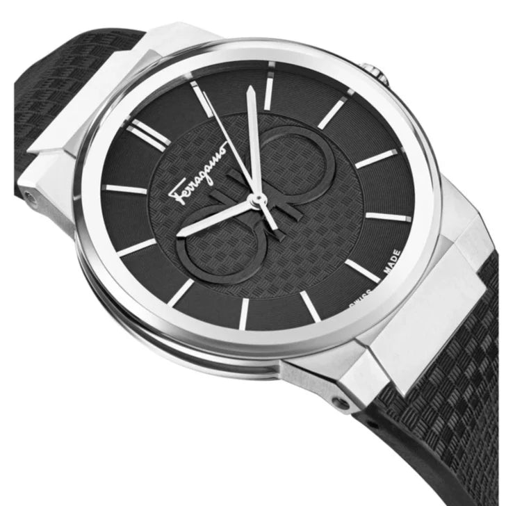 Salvatore Ferragamo Sapphire Bracelet Black Dial Black Silicone Strap Watch for Men - SFHP01024 Buy Now By Salvatore Ferragamo