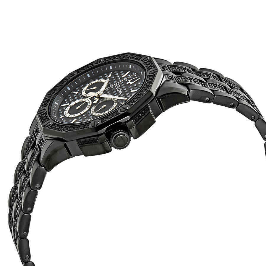 Bulova Octova Chronograph Black Crystal Dial Black Steel Strap Watch for Men - 98C134 Buy Now By Bulova