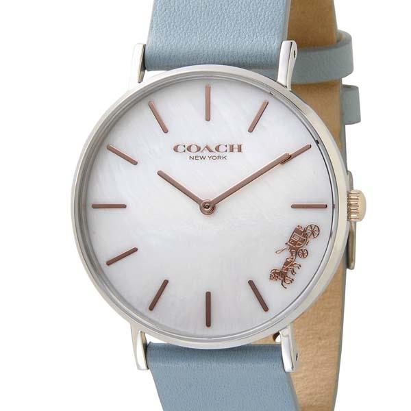 Coach Perry Mother of Pearl White Dial Blue Leather Strap Watch for Women - 14503271 Buy Now By Coach