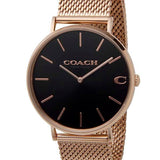Coach Charles Black Dial Rose Gold Mesh Bracelet Watch for Men - 14602552 Buy Now By Coach