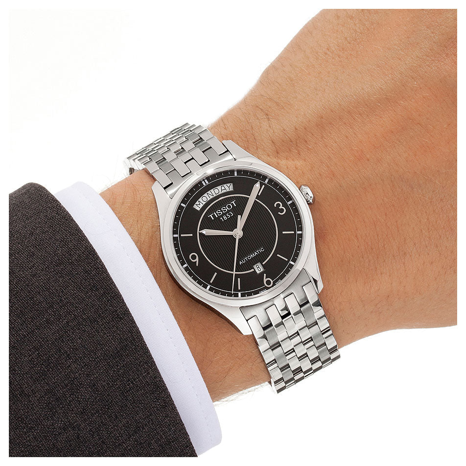 Tissot T Classic T One Automatic Black Dial Silver Steel Strap Watch For Men - T038.430.11.057.00 Buy Now By Tissot