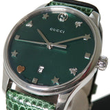 Gucci G-Timeless Green Mother of Pearl Dial Green Leather Strap Watch For Women - YA126585 Buy Now By Gucci