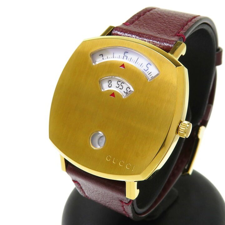 Gucci Grip Quartz Yellow Gold Dial Maroon Leather Strap Watch For Women - YA157405 Buy Now By Gucci