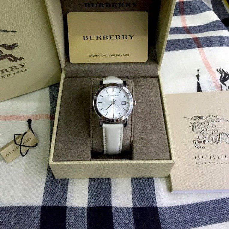 Burberry The City White Dial White Leather Strap Watch for Women - BU9128 Buy Now By Burberry
