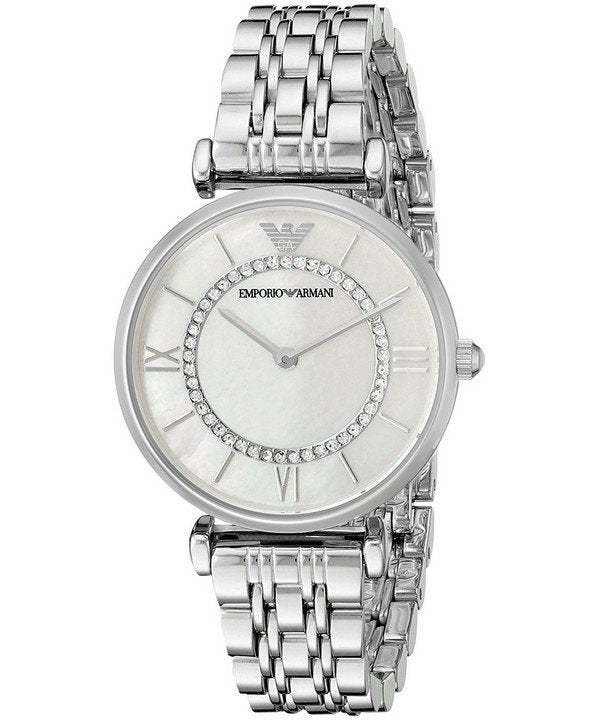 Emporio Armani Gianni T-Bar Mother of Pearl Dial Silver Stainless Steel Watch For Women - AR1908 Buy Now By Emporio Armani