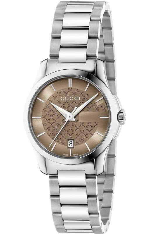 Gucci G Timeless Brown Dial Silver Steel Strap Watch For Women - YA126526 Buy Now By Gucci