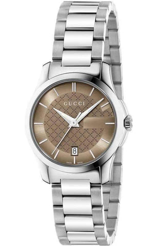 Gucci G Timeless Brown Dial Silver Steel Strap Watch For Women - YA126526 Buy Now By Gucci