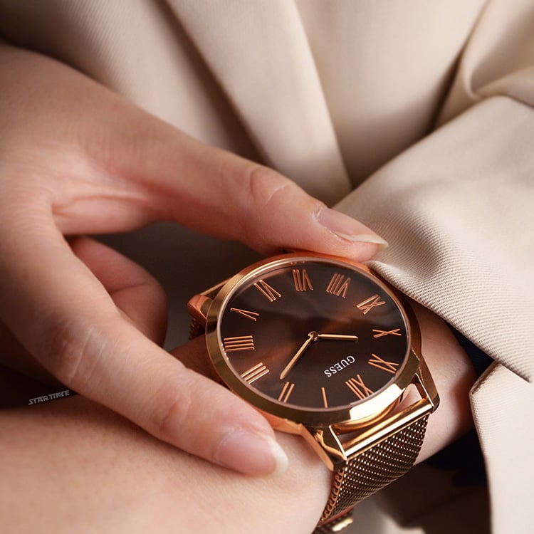 Guess Analog Brown Dial Brown Mesh Bracelet Watch for Men - GW0074G1 Buy Now By Guess