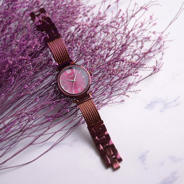 Guess Soho Pink Dial Pink Mesh Bracelet Watch For Women - W0638L6 Buy Now By Guess