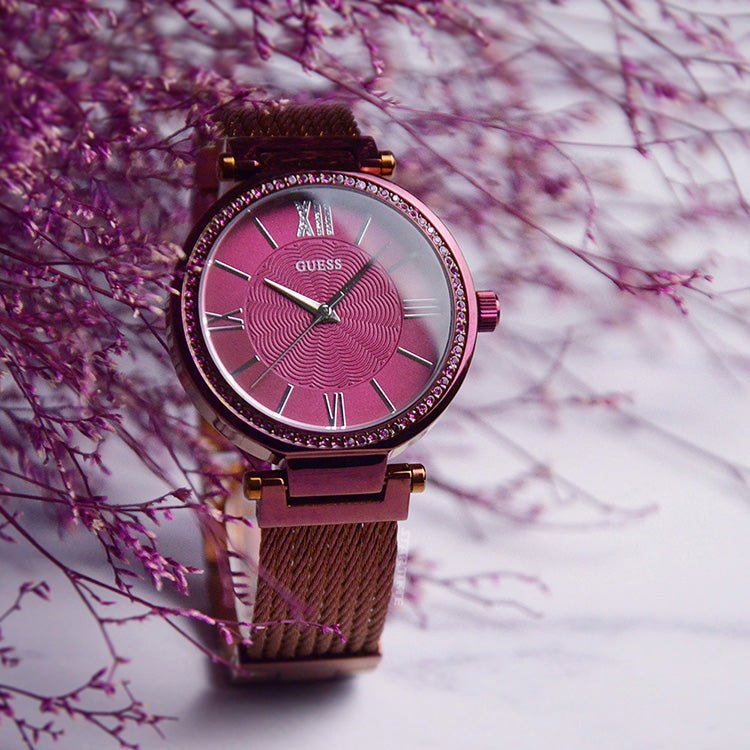 Guess Soho Pink Dial Pink Mesh Bracelet Watch For Women - W0638L6 Buy Now By Guess