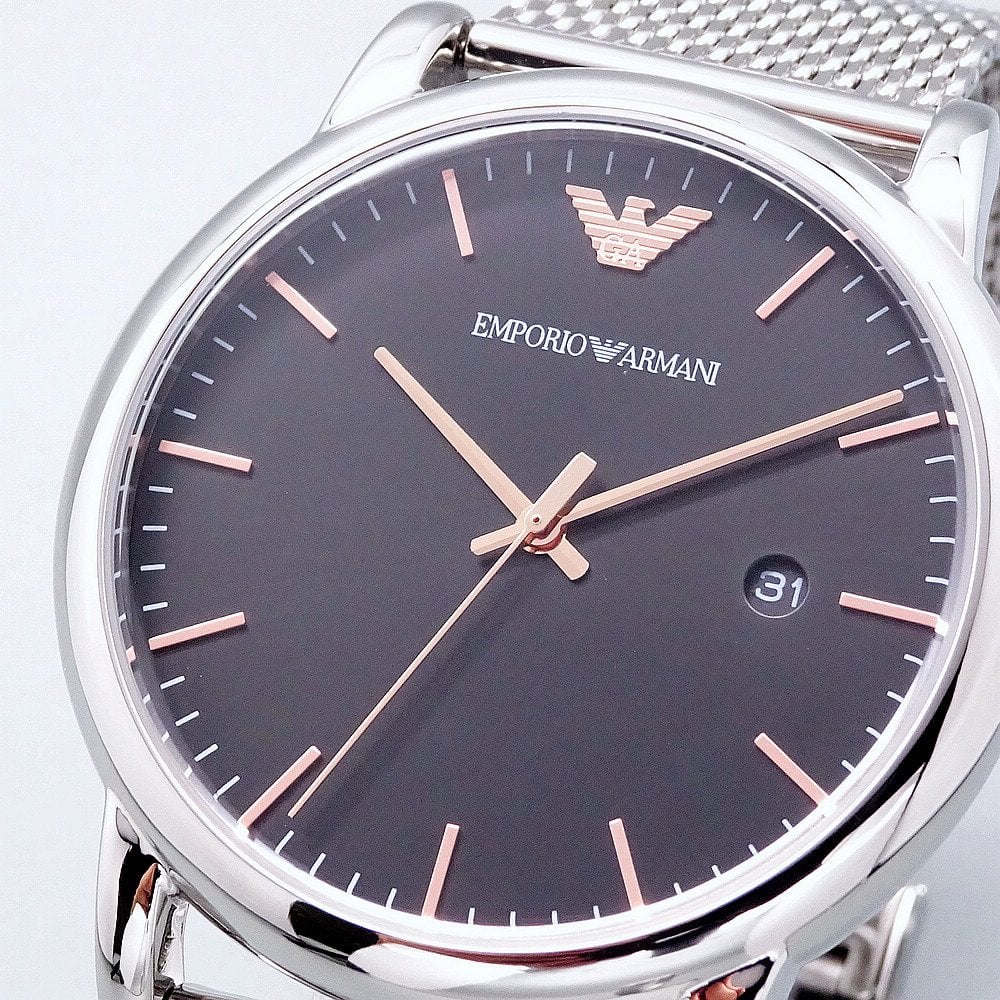 Emporio Armani Luigi Analog Black Dial Silver Mesh Bracelet Watch For Men - AR11272 Buy Now By Emporio Armani