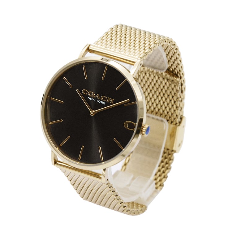 Coach Charles Black Dial Gold Mesh Bracelet Watch for Men - 14602440 Buy Now By Coach
