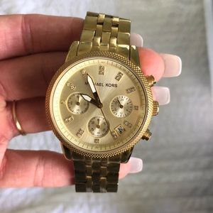 Michael Kors Ritz Chronograph Gold Dial Gold Steel Strap Watch for Women - MK5676 Buy Now By Michael Kors