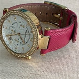 Michael Kors Parker Chronograph White Dial Pink Leather Strap Watch for Women - MK2297 Buy Now By Michael Kors