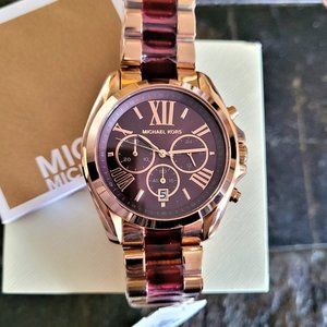 Michael Kors Bradshaw Burgundy Dial Two Tone Steel Strap Watch for Women - MK6270 Buy Now By Michael Kors