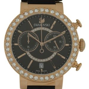 Swarovski Citra Sphere Chronograph Black Dial Black Leather Strap Watch for Women - 5055209 Buy Now By Swarovski