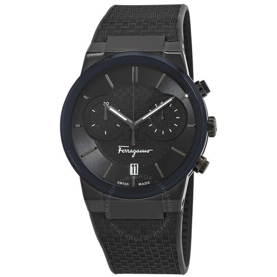 Salvatore Ferragamo Sapphire Chrono Black Dial Black Rubber Strap Watch for Men - SFME00621 Buy Now By Salvatore Ferragamo