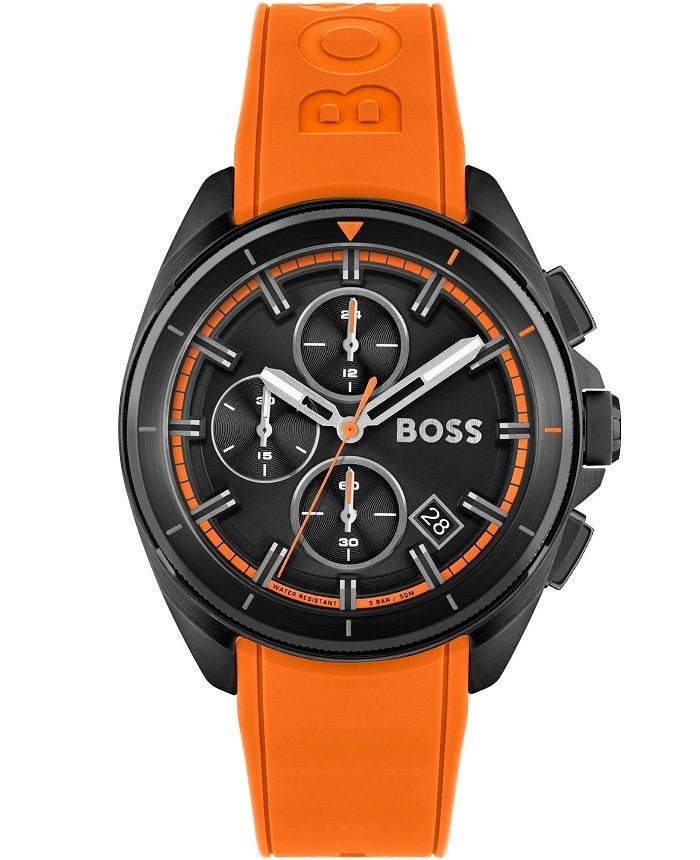 Hugo Boss Volane Black Dial Orange Silicone Strap Watch for Men - 1513957 Buy Now By Hugo Boss