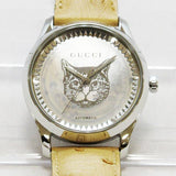 Gucci G Timeless Automatic Mother of Pearl Dial Brown Leather Strap Watch For Women - YA1264112 Buy Now By Gucci