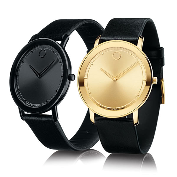 Movado Sapphire Black Dial Black Leather Strap Watch for Men - 606884 Buy Now By Movado