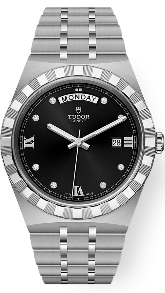 Tudor Royal Automatic Diamonds Black Dial Silver Steel Strap Watch for Men - M28600-0004 Buy Now By Tudor
